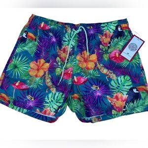 Ring of Fire mens floral tropical print summer shorts size XL NEW